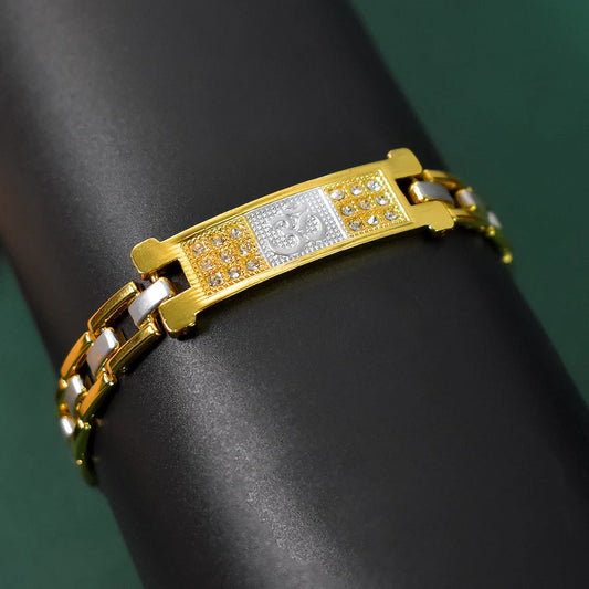 🕉️ OM Religious Bracelet – Brass & Stainless Steel | Spiritual Strength & Style